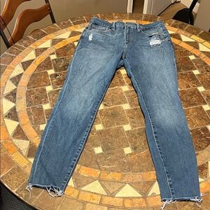 Good American Blue Distressed Ankle Jeans